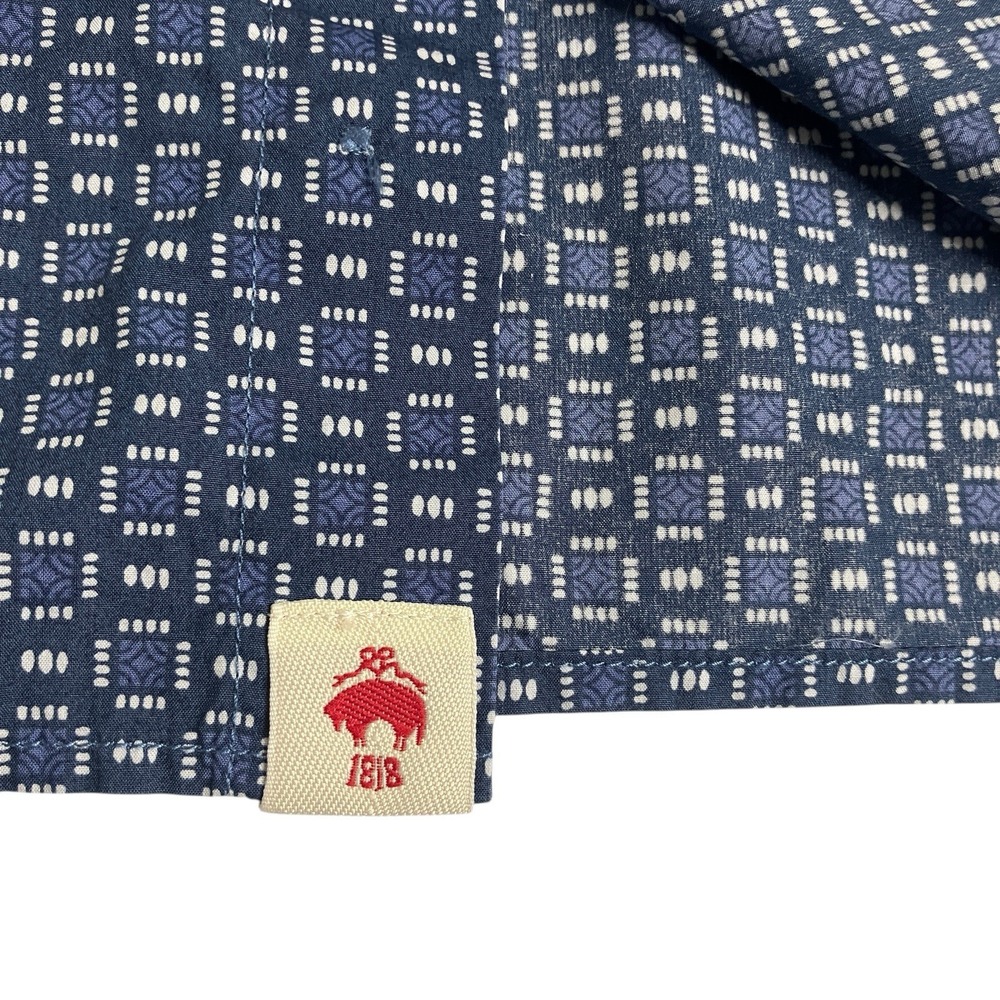 Brooks Brothers Red Fleece Shirt Men S Blue Geometric All Over Print Long Sleeve - Picture 6 of 13